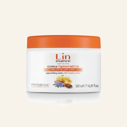 Treatment Cream mit Leinsamenöl - Produktfoto auf beigem Hintergrund