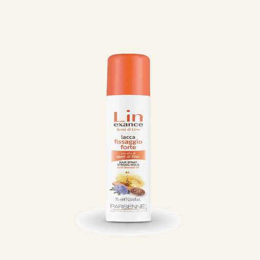 Trockenshampoo mit Leinsamenöl 75ml - Produktfoto auf beigem Hintergrund