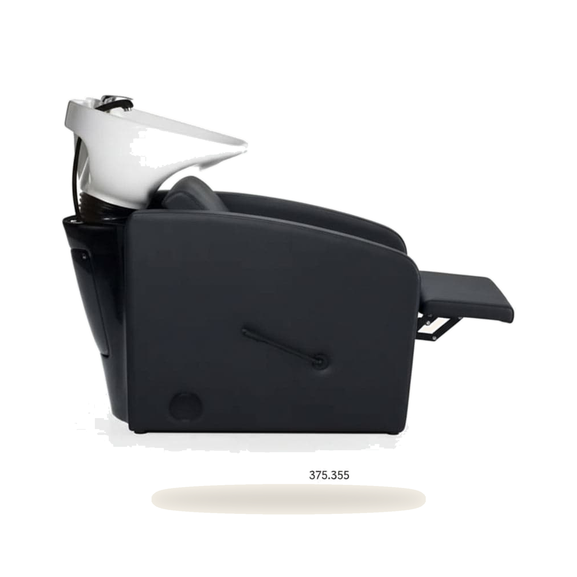 Wascheinheit Waschtisch Schwarz Eco-Leder Für Friseure - Produktfoto auf weißem Hintergrund