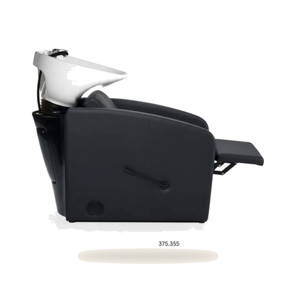 Wascheinheit Waschtisch Schwarz Eco-Leder Für Friseure - Produktfoto auf weißem Hintergrund