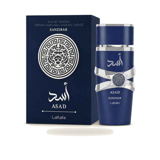 أسد ASAD ZANZIBAR – Eau de Parfum für Herren (100 ml / 3.4 oz) - Produktfoto auf weißem Hintergrund