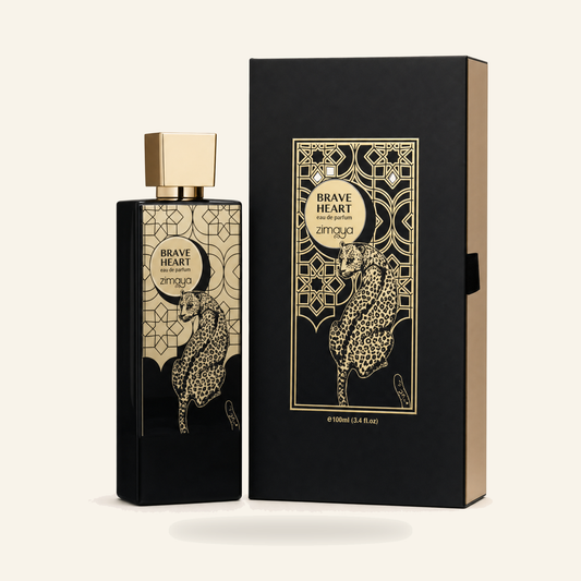Zimaya Brave Heart Unisex Eau de Parfum 100 ml - Produktfoto auf beigem Hintergrund